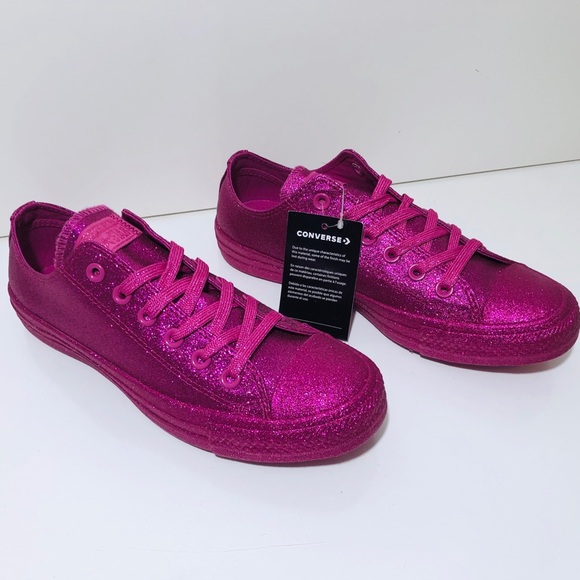 Converse Ctas Low Top Fuchsia Red Glitter NWT - Picture 5 of 8